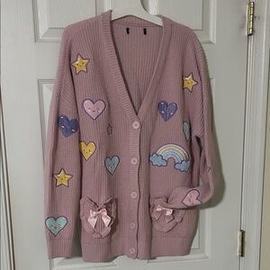 Hot Topic Lavender Cardigan with Heart and Star Accents